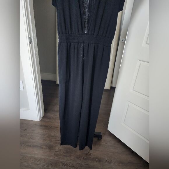 Free People Black Deep V-Neck Jumpsuit - Picture 7 of 8